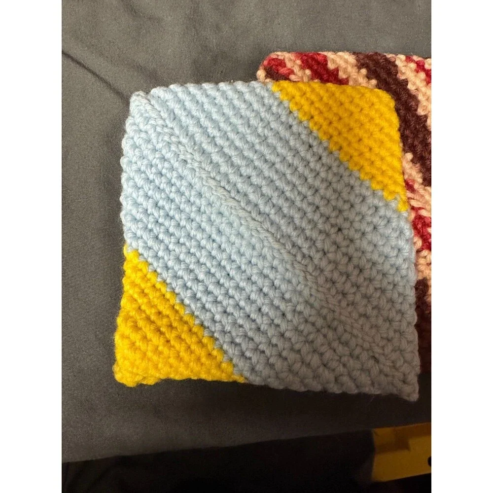 Lot of 8 Handmade Crochet Potholders Hot Pads Trivets Colorful Retro Vintage